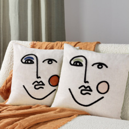 furn. Cleo Ginger Navy Linear Woven Cushion - Size: 45 x 45cm - Multi - Wilko - thumbnail 7