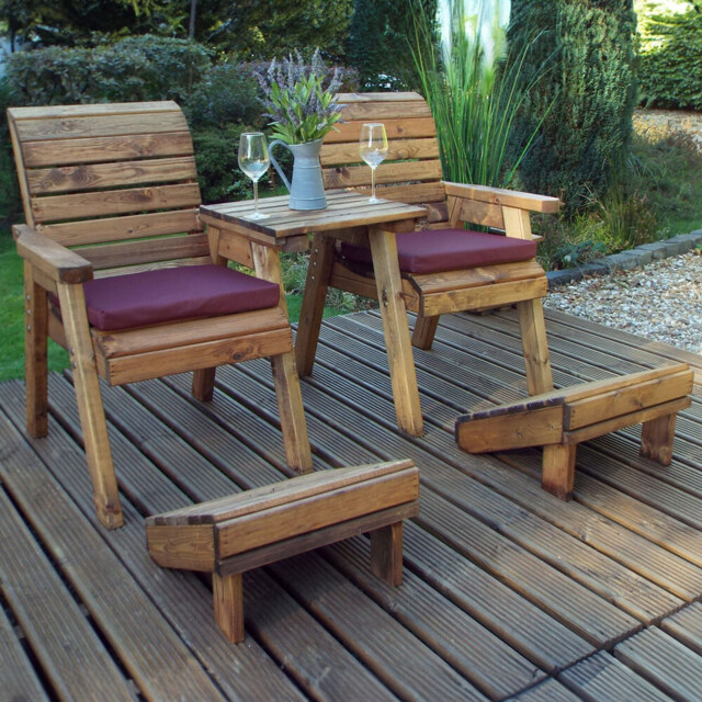 Charles Taylor 2 Seater Straight Deluxe Lounger Set with Red Cushions - Wilko - image 1
