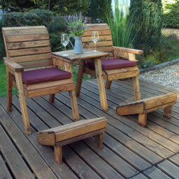 Charles Taylor 2 Seater Straight Deluxe Lounger Set with Red Cushions - Wilko - thumbnail 1