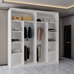 Sliding Wardrobes 4U 2 Sliding Door White Modern Wide Mirrored Wardrobe 203cm - Size: 2 Door - Wilko - thumbnail 5