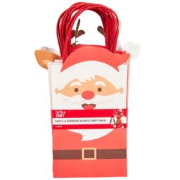 Pack of 8 Santa and Reindeer Shaped Party Bags - Multicolour - Crafty Club - Wilko