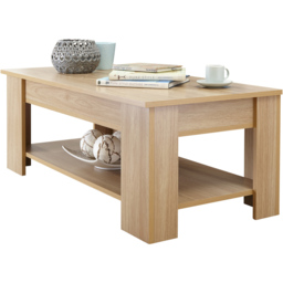 GFW Oak Wood Lift Up Coffee Table - Size: 50 x 105 x 39cm - Brown - Wilko - thumbnail 3