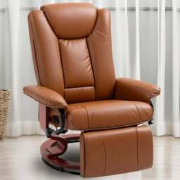 Portland Brown PU Leather Reclining Armchair with Footrest - Size: Single - Wilko - thumbnail 1