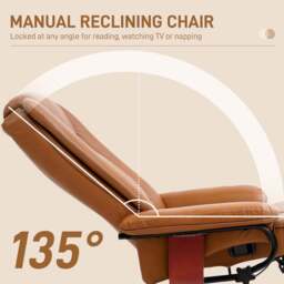 Portland Brown PU Leather Reclining Armchair with Footrest - Size: Single - Wilko - thumbnail 5