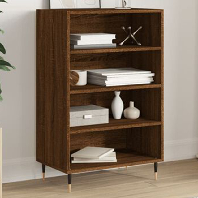 vidaXL 4 Shelf Brown Oak Highboard - Size: 90 x 57 x 35cm - Wilko - image 1