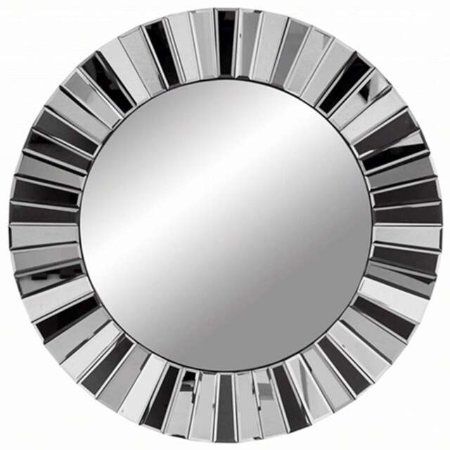 CARME Home Knightsbridge Grey and Silver 3D Round Wall Mirror - Size: 12 x 90 x 91cm - Wilko - image 1