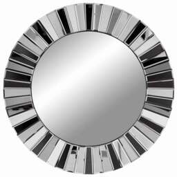 CARME Home Knightsbridge Grey and Silver 3D Round Wall Mirror - Size: 12 x 90 x 91cm - Wilko - thumbnail 1