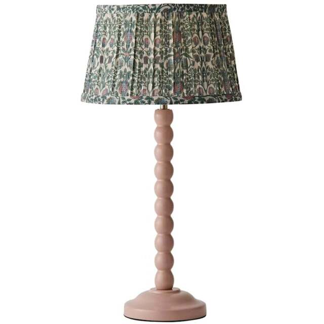 ValueLights Floral Pleated Shade Pastel Pink Bobbin LED Table Lamp with Bulb - Size: 49 x 25 x 25cm - Wilko - image 1
