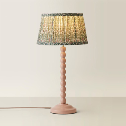 ValueLights Floral Pleated Shade Pastel Pink Bobbin LED Table Lamp with Bulb - Size: 49 x 25 x 25cm - Wilko - thumbnail 5