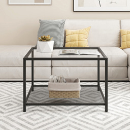 Costway 2 Tier Black Square Glass Coffee Table - Size: 70 x 70 x 45cm - Wilko - thumbnail 5