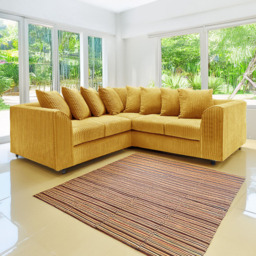 Luxor 5 Seater Mustard Jumbo Cord Scatter Back L Shaped Corner Sofa Set - Yellow - Wilko