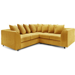 Luxor 5 Seater Mustard Jumbo Cord Scatter Back L Shaped Corner Sofa Set - Yellow - Wilko - thumbnail 3