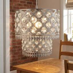 Silver Crystal Leaf Tip Tier Pendant Shade - Wilko - thumbnail 3