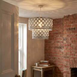 Silver Crystal Leaf Tip Tier Pendant Shade - Wilko - thumbnail 6