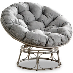 Furniturebox Luno Textured Grey Rattan Garden Chair with Cushion - Size: 1 Seater - Wilko - thumbnail 3