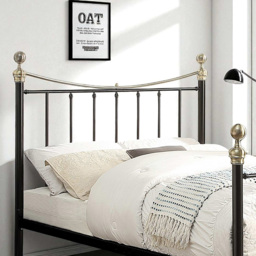 OAT Home Hampstead Double Black and Brass Metal Bed - Wilko - thumbnail 3