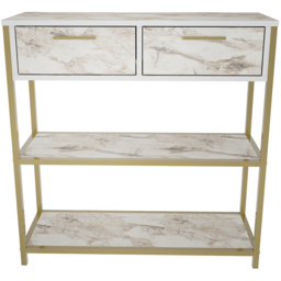 Decorotika Latho 2 Drawer and 2 Shelf White Marble Effect Sideboard - Size: 92 x 90 x 30.5cm - Wilko - thumbnail 6
