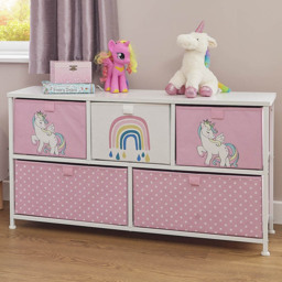 Liberty House Toys 5 Drawer Unicorn Kids Storage Chest - Size: 55 x 100 x 30cm - Wilko