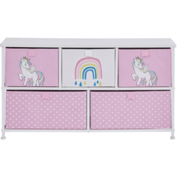 Liberty House Toys 5 Drawer Unicorn Kids Storage Chest - Size: 55 x 100 x 30cm - Wilko - thumbnail 4