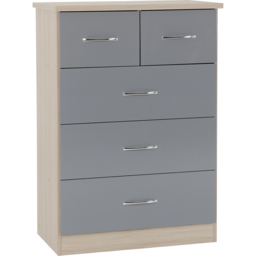 Seconique Nevada Grey and Light Oak Effect 4 Piece Bedroom Furniture Set - Size: 4 Door - Wilko - thumbnail 6
