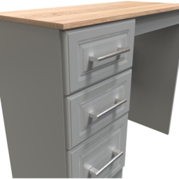 Crowndale Kent 3 Drawer Dusk Grey Bardolino Oak Vanity Dressing Table - Size: 40 x 93 x 80cm - Brown - Wilko - thumbnail 6