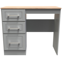 Crowndale Kent 3 Drawer Dusk Grey Bardolino Oak Vanity Dressing Table - Size: 40 x 93 x 80cm - Brown - Wilko - thumbnail 4