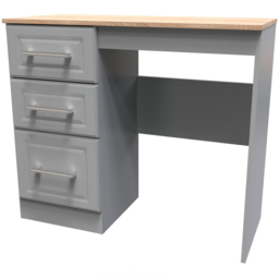 Crowndale Kent 3 Drawer Dusk Grey Bardolino Oak Vanity Dressing Table - Size: 40 x 93 x 80cm - Brown - Wilko - thumbnail 3