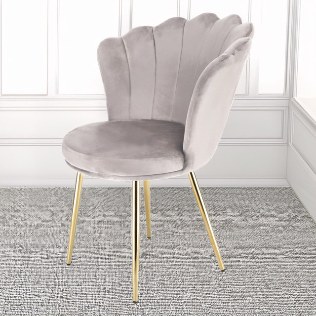 Freya Petal Back Accent Chair Velvet Uphostery - Taupe - Size: Single - Genesis - Wilko - image 1