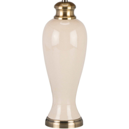Ivory Ceramic and Brass Vintage Lamp with Pleated Shade - Wilko - thumbnail 4