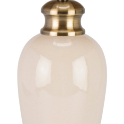 Ivory Ceramic and Brass Vintage Lamp with Pleated Shade - Wilko - thumbnail 5