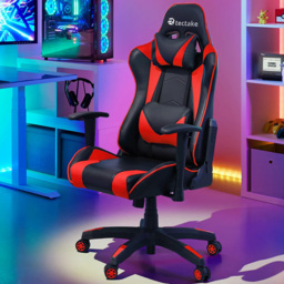 tectake Stealth Black and Red Gaming Chair - Size: 125 x 68 x 69cm - Wilko - thumbnail 1