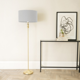 ValueLights Maggie Grey and Gold Drum Shade Candlestick LED Floor Lamp - Size: 151 x 45 x 45cm - Wilko - thumbnail 4