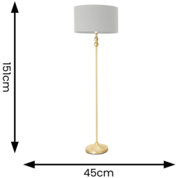 ValueLights Maggie Grey and Gold Drum Shade Candlestick LED Floor Lamp - Size: 151 x 45 x 45cm - Wilko - thumbnail 7