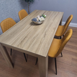 Kosy Koala 4 Seater Faux Leather Gem Pattern Dining Set Oak Effect and Mustard - Multi - Wilko - thumbnail 7