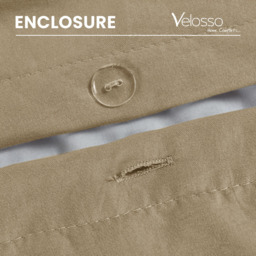 Velosso Washed Linen Look Double Beige Duvet Set - Cream - Wilko - thumbnail 4