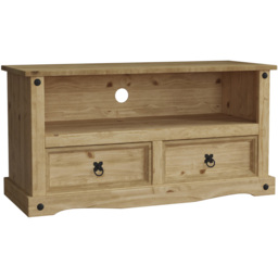 Vida Designs Corona 2 Drawer Single Shelf Pine TV Unit - Size: 40 x 100 x 51cm - Brown - Wilko - thumbnail 3