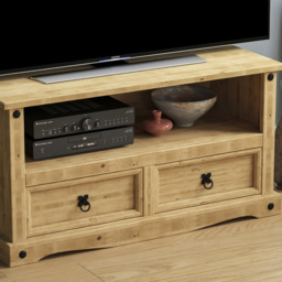 Vida Designs Corona 2 Drawer Single Shelf Pine TV Unit - Size: 40 x 100 x 51cm - Brown - Wilko - thumbnail 4