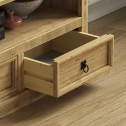 Vida Designs Corona 2 Drawer Single Shelf Pine TV Unit - Size: 40 x 100 x 51cm - Brown - Wilko - thumbnail 6