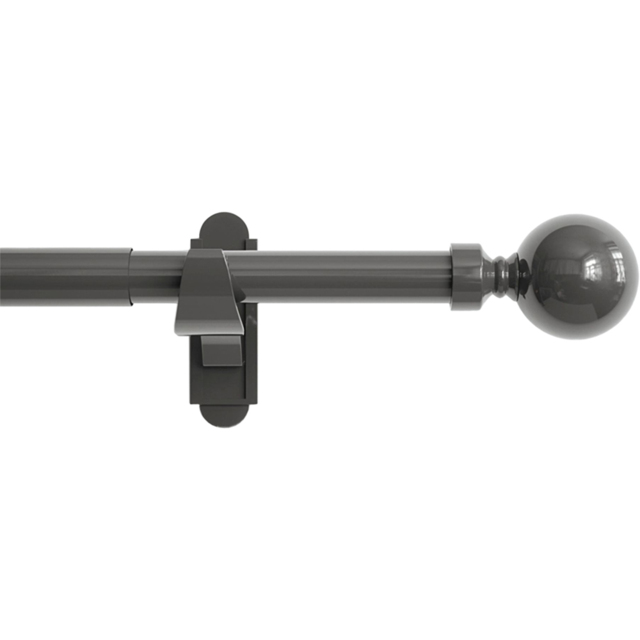 Rothley 71-120cm Gunmetal Extendable Solid Orb Finials Curtain Pole - Silver - Wilko - image 1