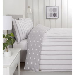 Rapport Home So Soft Spots and Stripes Single Grey Brushed Microfibre Duvet Set - Wilko - thumbnail 4