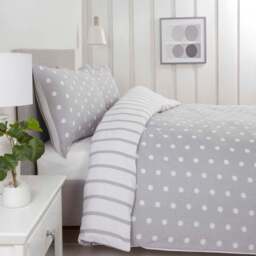 Rapport Home So Soft Spots and Stripes Single Grey Brushed Microfibre Duvet Set - Wilko