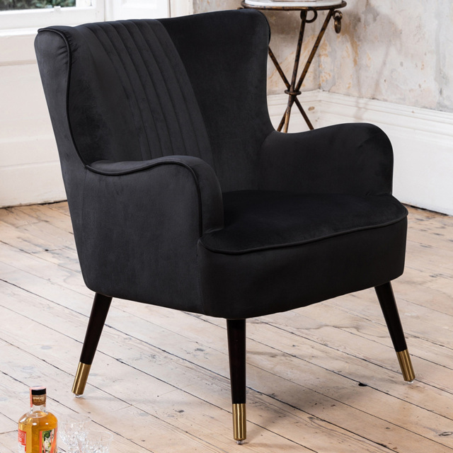 Artemis Home Madison Black Velvet Accent Chair - Size: Single - Wilko - image 1