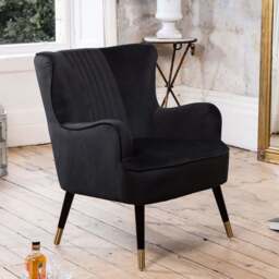 Artemis Home Madison Black Velvet Accent Chair - Size: Single - Wilko - thumbnail 5