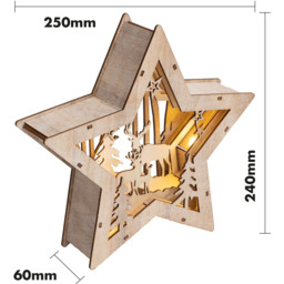 St Helens Wooden Light Up Star Festive Scene - Size: 240 x 250 x 60cm - Brown - Wilko - thumbnail 6