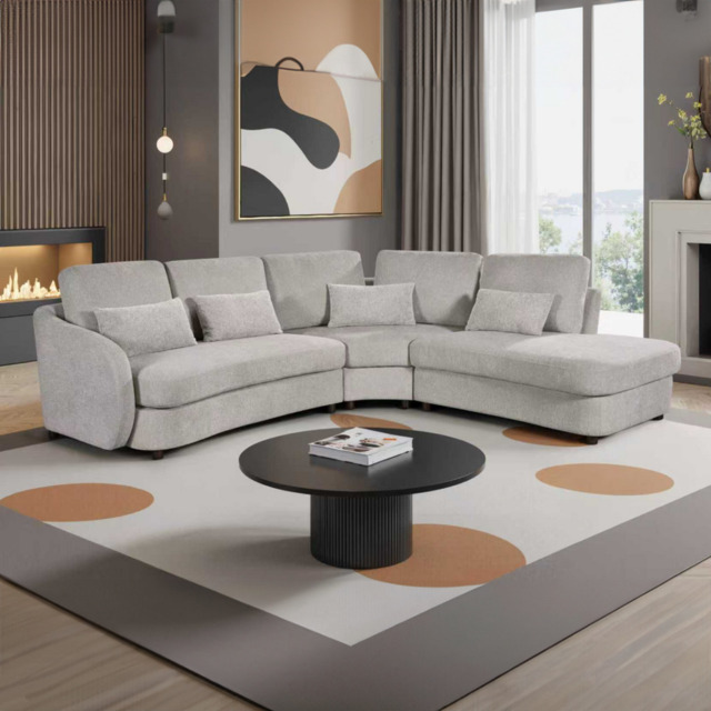 Mabel Corner Sofa Cream Right-hand - Size: 6 Seater - Wilko - image 1