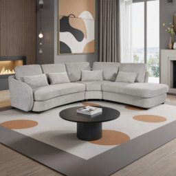 Mabel Corner Sofa Cream Right-hand - Size: 6 Seater - Wilko
