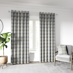 Helena Springfield Harriet Woven Lined Chartreuse and Grey Curtains 168 x 228cm - Size: W 168 x D 228cm - Chartreuse/Grey - Wilko - thumbnail 5