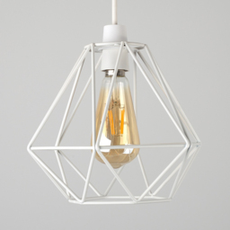ValueLights Diablo White Industrial Wire Frame Pendant Lamp Shade - Size: 20.5 x 20 x 23.5cm - Wilko - thumbnail 4