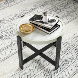 Outsunny Light Grey Faux Marble Glass Top Round Garden Coffee Table - Size: 46 x 60 x 60cm - Wilko - thumbnail 5