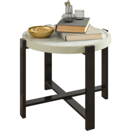Outsunny Light Grey Faux Marble Glass Top Round Garden Coffee Table - Size: 46 x 60 x 60cm - Wilko - thumbnail 3
